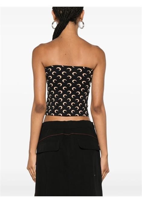 top bustier moon printed donna nero e beige MARINE SERRE | WTS011ACJER0001IT99